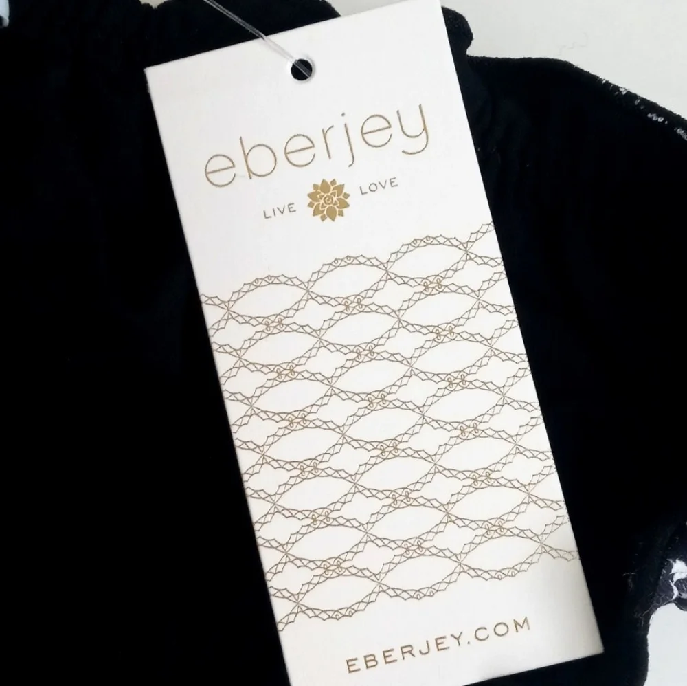 Eberjey Women's Bikini Ruffled Brazilian Sandy Black Zen Stones Nylon Bottom S